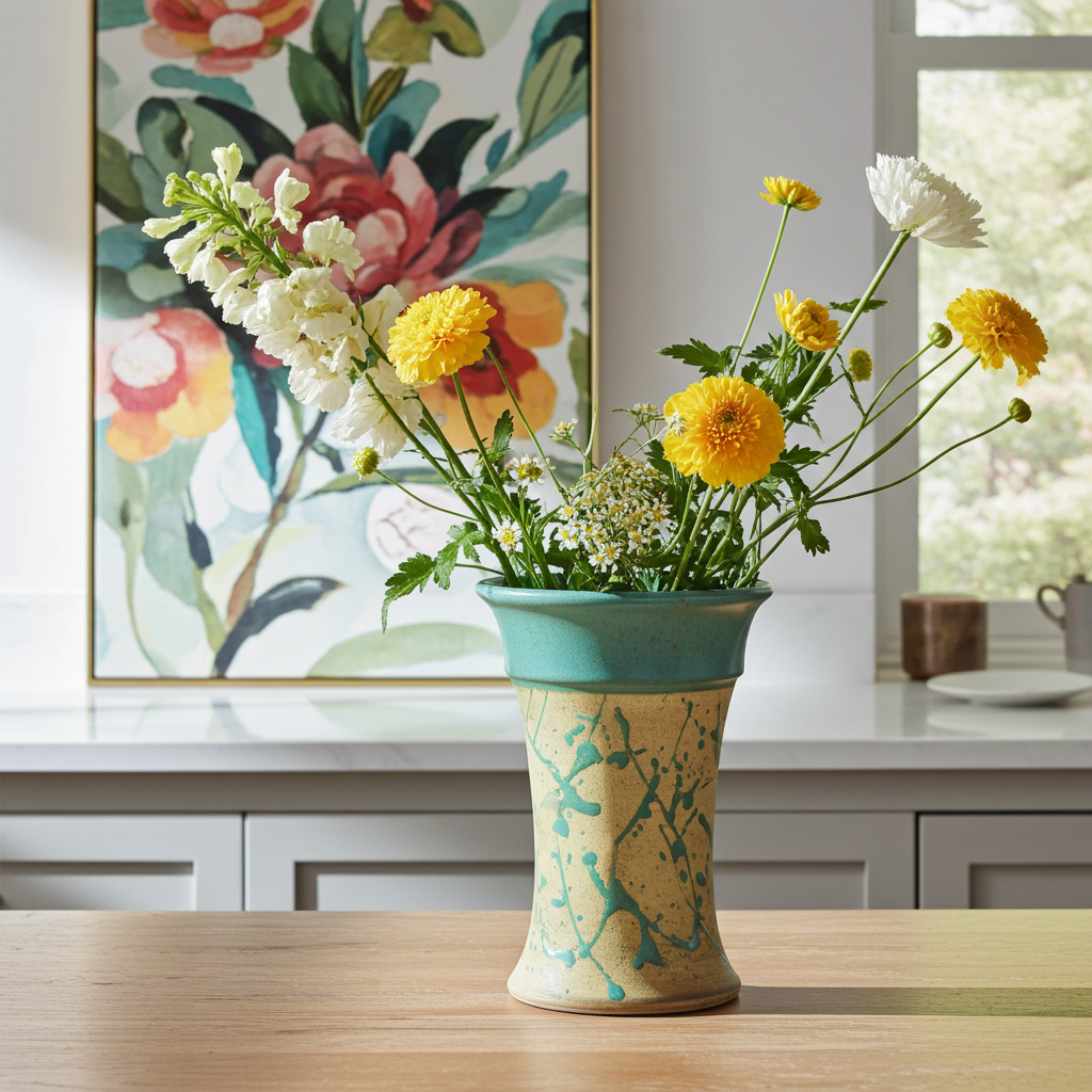 Blumenvase aus Keramik in V Form - BLV 13100 -2 - Blumenvase